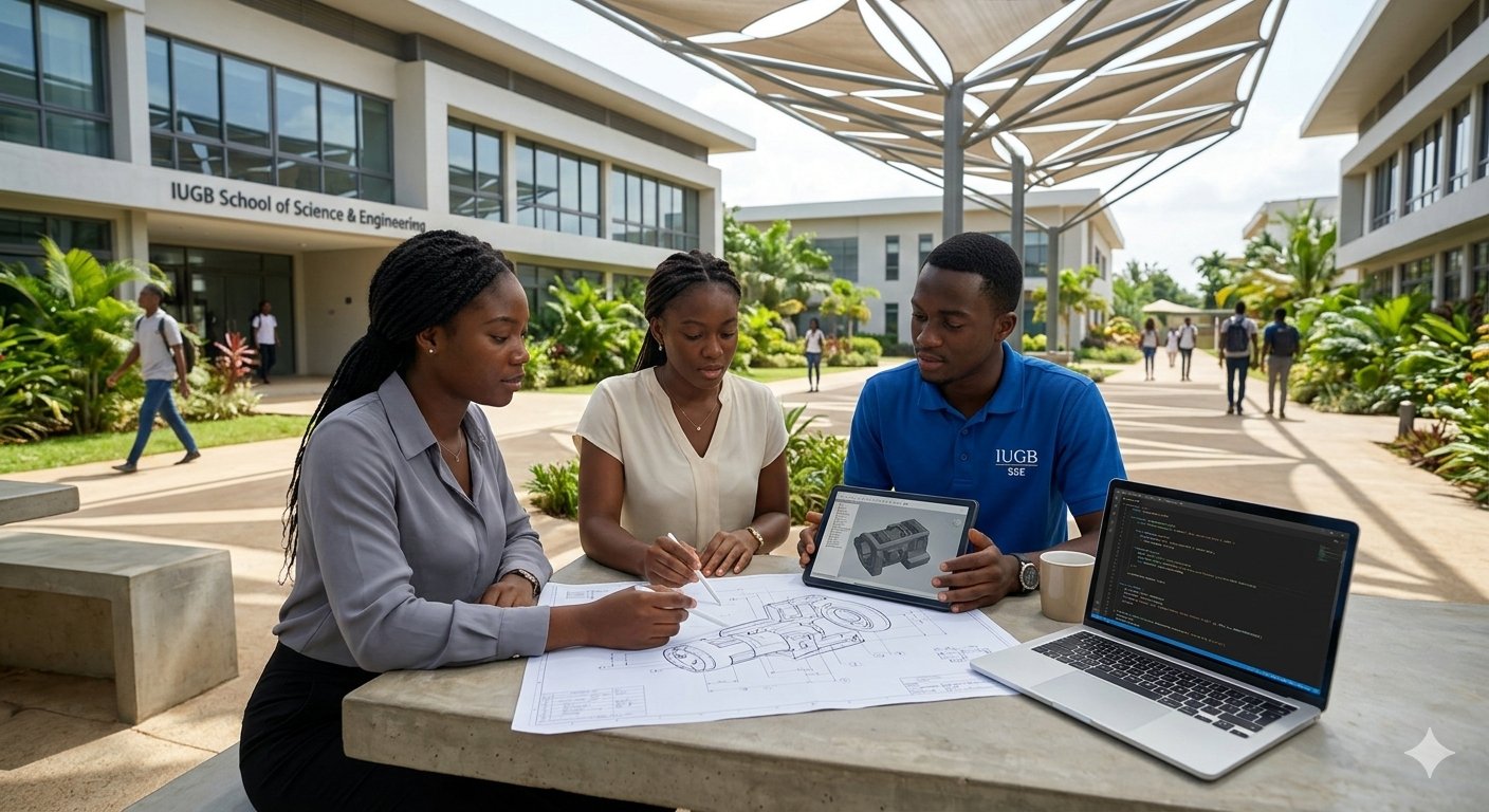 IUGB SSE students collaborating on an engineering project